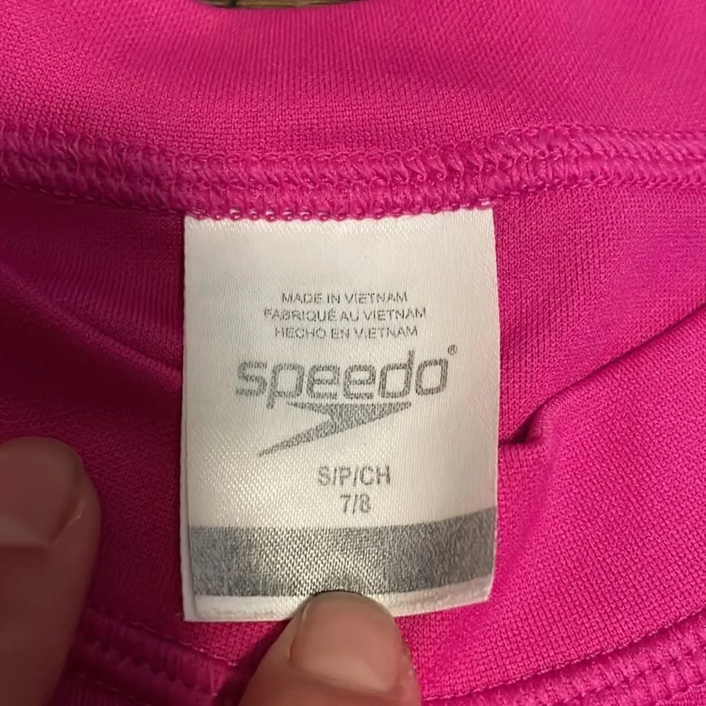 EUC! Speedo Dark Pink UV Short Sleeve Swim Shirt Size 7/8